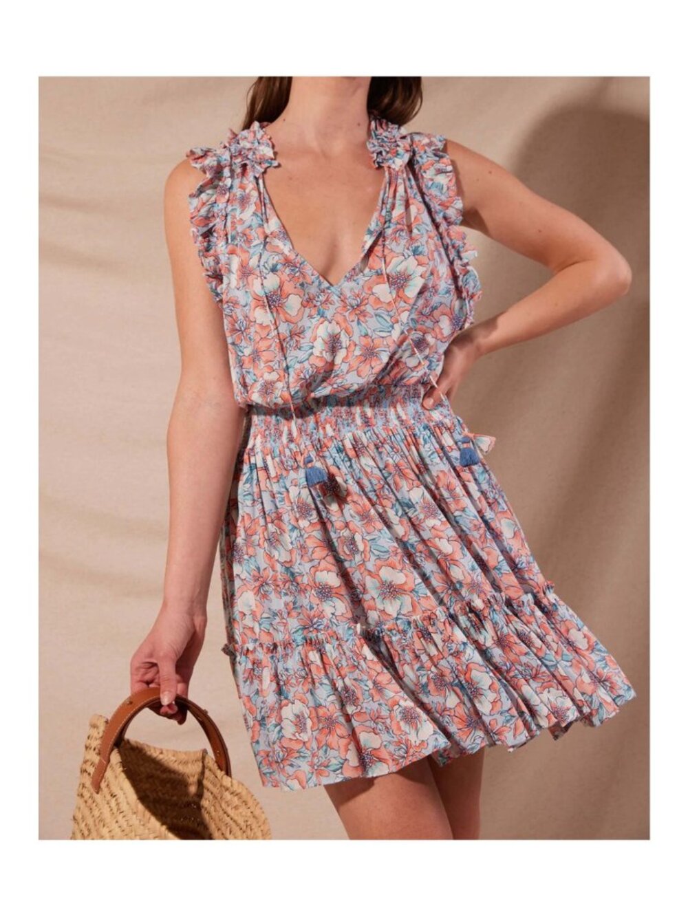 Poupette St Barth Triny Mini Dress in Aqua Dalia Size XS
